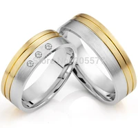 2014 latest yellow gold plating bicolor titanium engagement wedding rings designs for men and women anillos gold plating