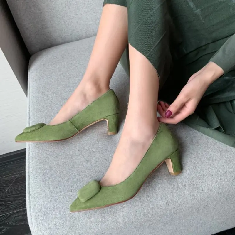 

KemeKiss Real Leather Women Pumps Candy Color Shoes Women Bowtie Slip On Lady Sexy Party Wedding Female Footwear Size 33-40
