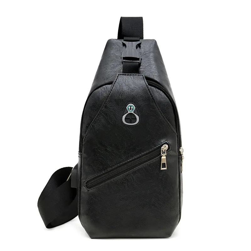 2-black Мужские сумки через плечо, мужская сумка на груди с USB, дизайнерская сумка через плечо, кожаные сумки на плечо, диагональная упаковка, рюкзак для путешествий - Цвет: 2-black
