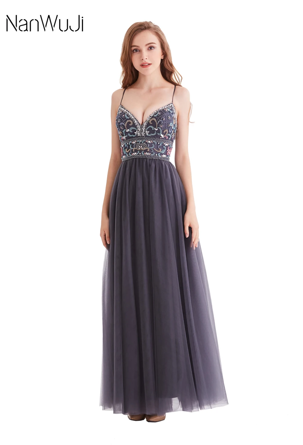 В наличии новинка 2019 темно-серое платье для подружки невесты длинное влюбленных