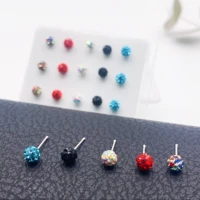 s925 pure silver color zircon round simple fashion charm zircon womens nose ring body piercing jewelry box packed 10 pairs