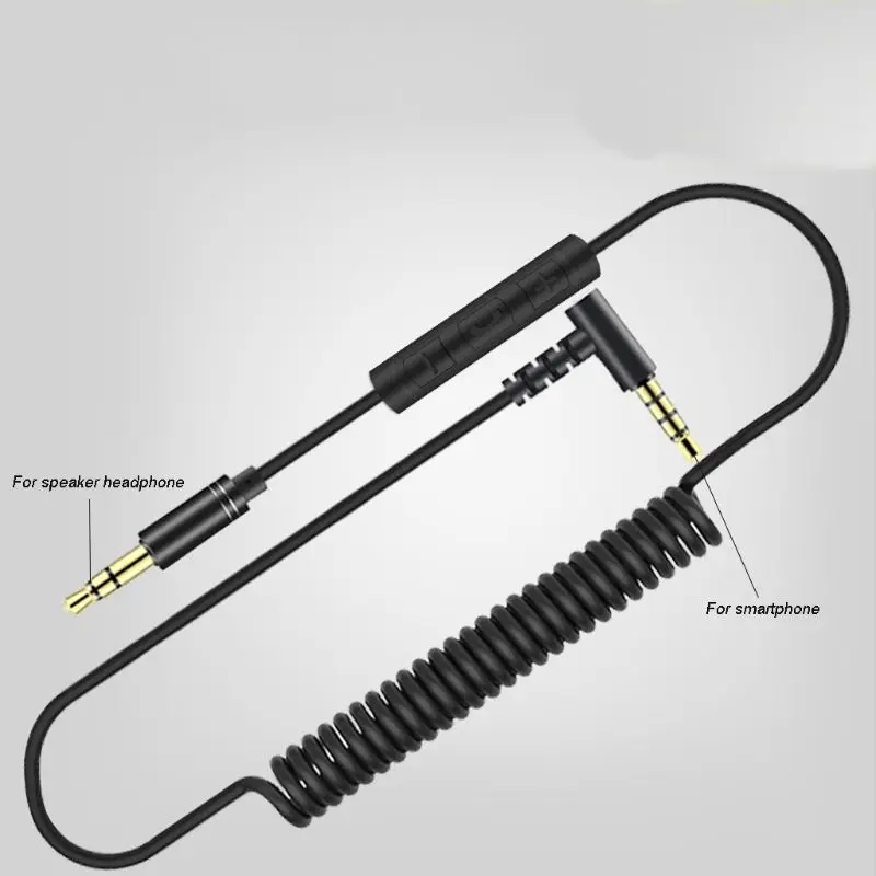 

3.5mm Jack Aux Audio Cable With Mic Volume Control Stereo Flexible Spring Cord for iPhone Samsung Huawei Car Headphone Speaker