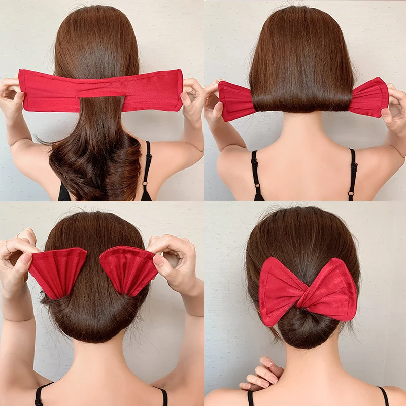 

New Women Elegant Cloth Wide Lazy Magic Twist Hairbands Ball Head Bow Hair Artifact Printing Tied Hair Headdress