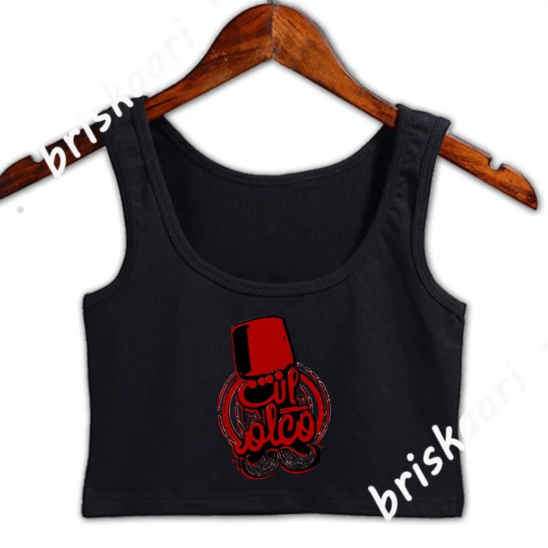 

Cool Arabic Writing Crop Top Women High Street Summer Style Designing Tops Sleeveless Crew Neck Pictures Girls Vest