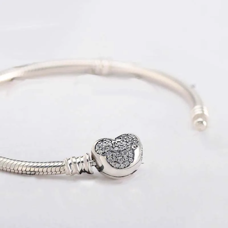 

100% S925 Sterling Silver Bracelet jewelry.womens fashion beads . Simple Silhouette Heart-shaped Bracelet.