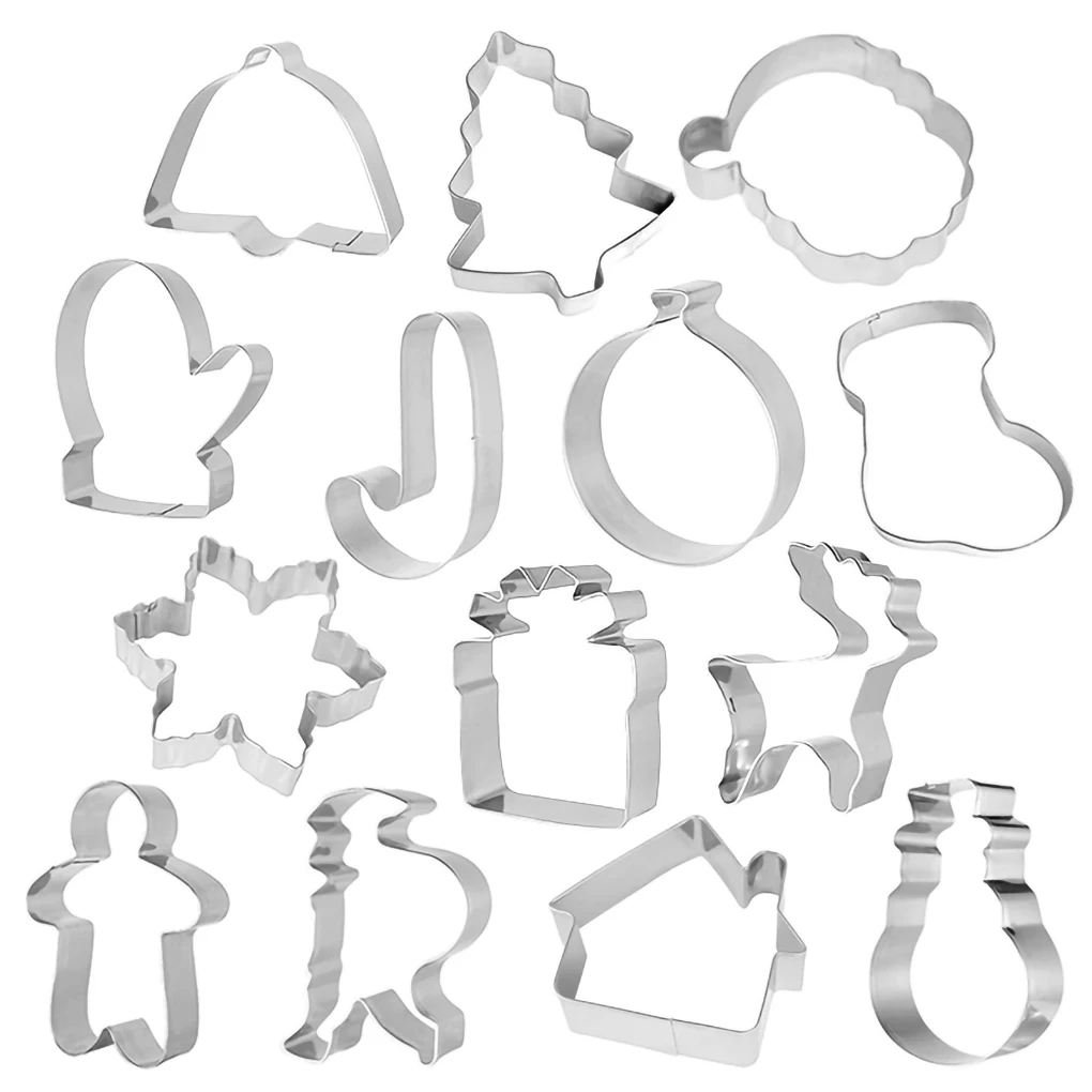 

14Pcs Christmas Patterns Biscuit Slicer Mold Stainless Steel Cookie Cutter Mold Baking Fondant Cake Mould DIY Cookie Make Tool