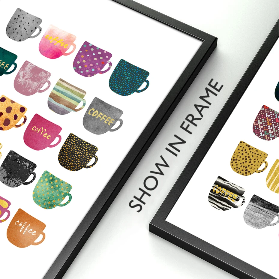 Разноцветные чашки картины на холсте современные настенные постеры в