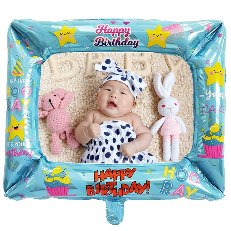 1 шт. Алюминий Фольга с днем рождения Photo Booth шар Baby Shower фоторамка Globos Свадебные
