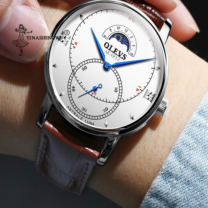 

Relogio Masculino Men's Leather Watch Top Brand Men's Fashion Business Stainless Steel Waterproof Quartz Watch Leisure Watch