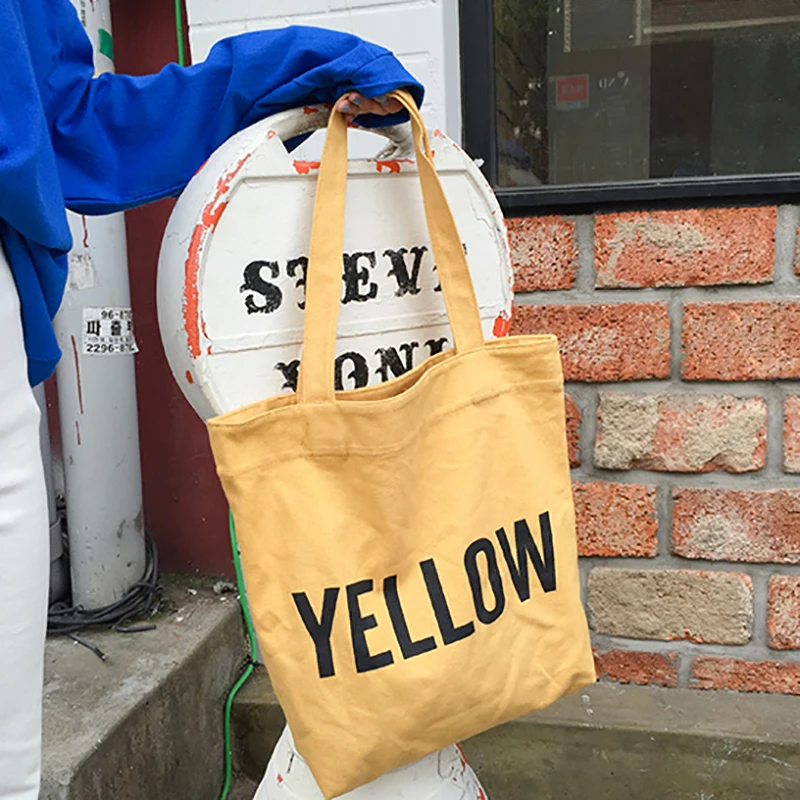 Женская Холщовая Сумка тоут в сдержанном стиле с буквенным принтом на плечо