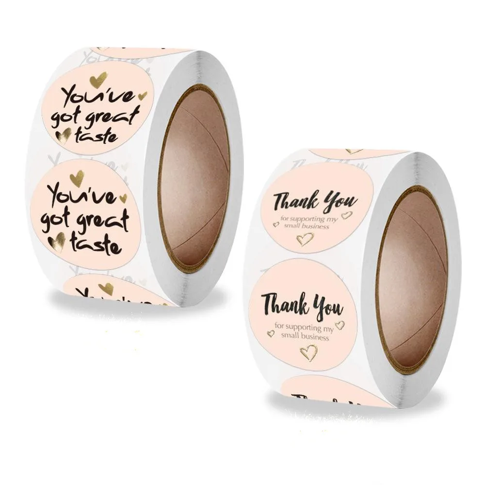 500pcs/roll Thank You Stickers for Seal Labels 1 Inch Gift Packaging Stickers Birthday Party Offer Stationery Sticker