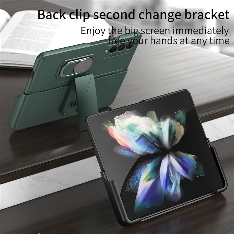 Armor Back Cilp Phone Case for Samsung Galaxy Z Fold 3 5G Anti-fall Protective Folding Cases Cover Accessories with Holder | Мобильные