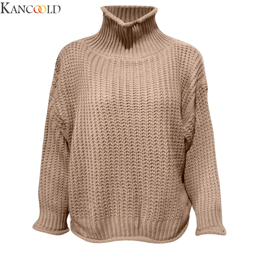 Женский трикотажный свитер-водолазка KANCOOLD однотонный облегающий свитер с