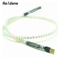 haldane free shipping 1pair usb cable high quality type a to type b hifi data cable hifi silver plated shield usb cable for dac