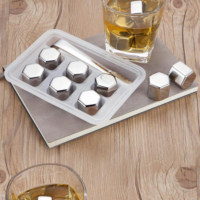Кубики из нержавеющей стали для виски металлические многоразовые кубики льда с