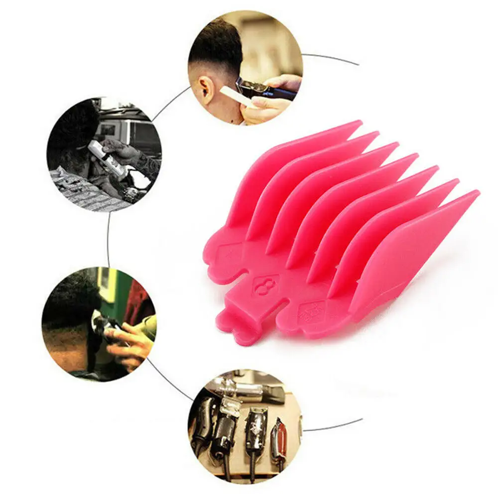 

8 Colorful Guide Sizes Comb Multiple Sizes Metal Limited Combs Hair Clipper Tool Replacement ABS Plastic Hair Clipper Cutting