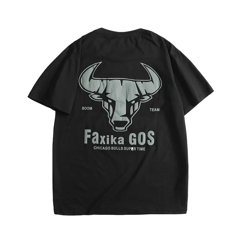 

2021 Summer Fashion Cattle Head Print Oversized T Shirt Men Loose T-shirt Fat man Tops Cotton Casual Puls Size Clothes