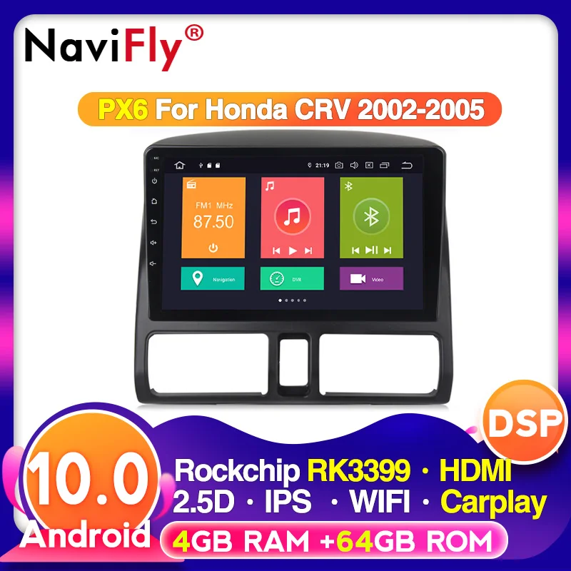 4G LTE IPS DSP Android 10 Car GPS multimedia player for Honda CRV 2002 2003 2004 2005 2006 2 din carplay BT WIFI FM Auto radio | Автомобили