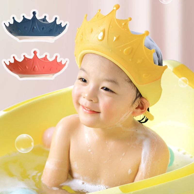 

Adjustable Baby Shower Shampoo Cap Shampoo Protective Cap Baby Ear Protection Crown Shape Children Shower Head Cover