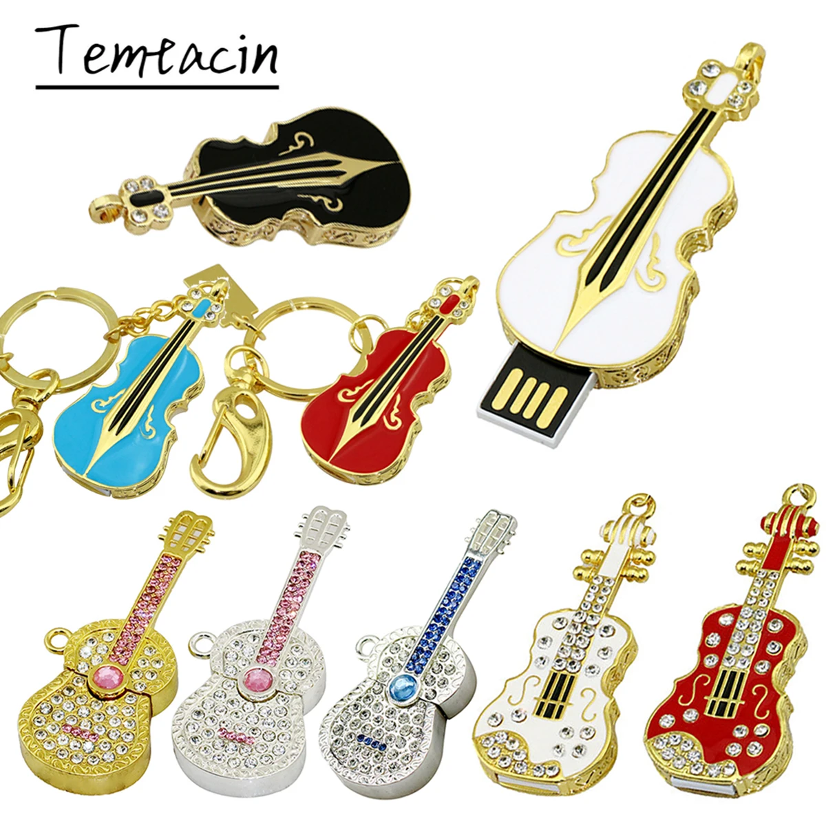 

Crystal Violin USB Flash Drive 256GB Jewelry Music Guitar Pendrive 128GB Pen Drive 8GB 16GB 32GB 64GB Cle USB Stick Memory Drive