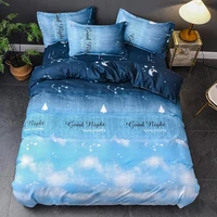 blue cloud star bedding set good night duvetquilt cover pillowcase single queen king size