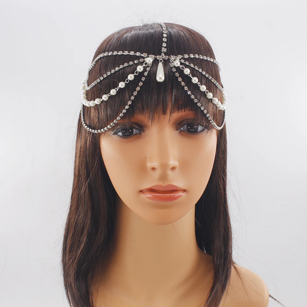 Роскошная Свадебная цепочка для волос на лоб стразы ювелирное украшение свадьбы