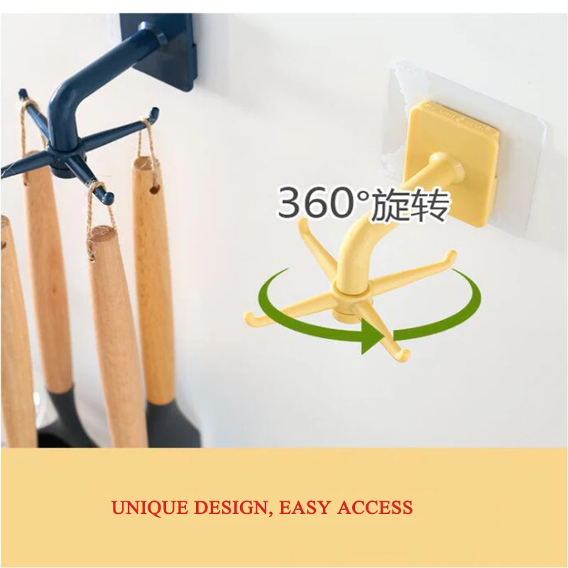 

Kitchen Bathroom Rotatable Strong Sticky Hooks For Walls