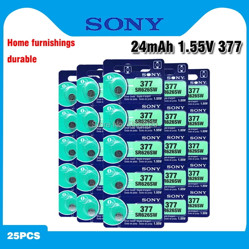 Батарейки для часов SONY AG4 377A 1 55 LR626 SR626SW SR66 LR66 25 шт. | Электроника