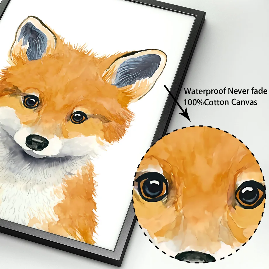 Плакат на холсте с животными слон Зебра лиса кролик медведь жираф|Рисование и