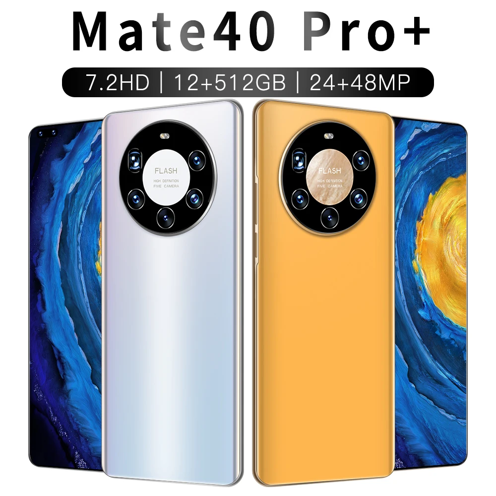 

Huavve Mate40 Pro+ 7.2 inch Smartphones Android10 12GB+512GB 5G LET Cellphones MTK6889 10-Core 5800mAh Dual SIM Mobile Phone