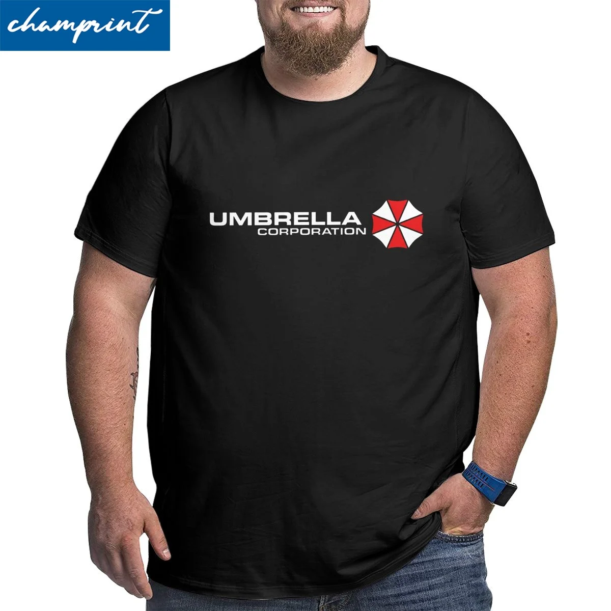 

Men's T-Shirts Umbrella Corporation Fashion Pure Cotton Big Tall Tee Shirt Short Sleeve T Shirts Crewneck Tops Large 4XL 5XL 6XL