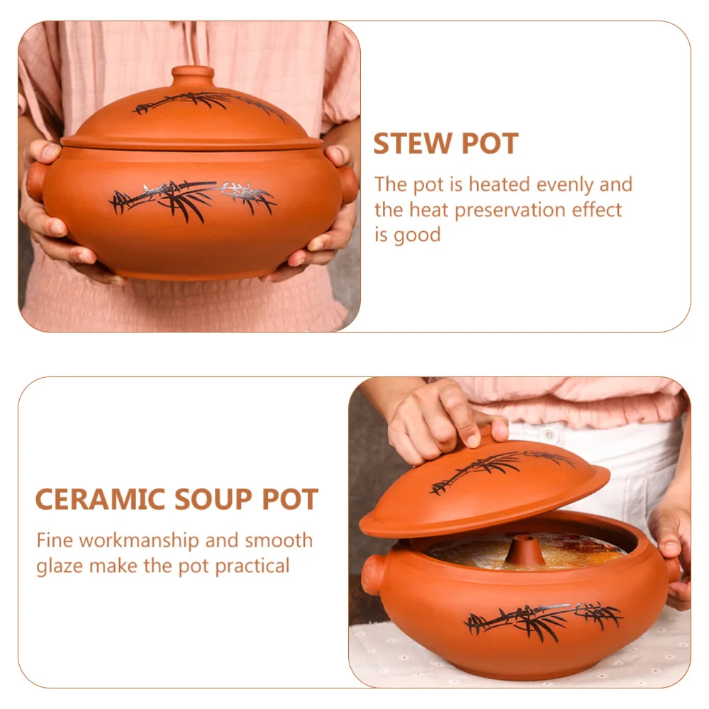 

1pc Casserole Stew Pot Ceramic Cooking Pot Kitchen Steam Pot (Assorted Color)