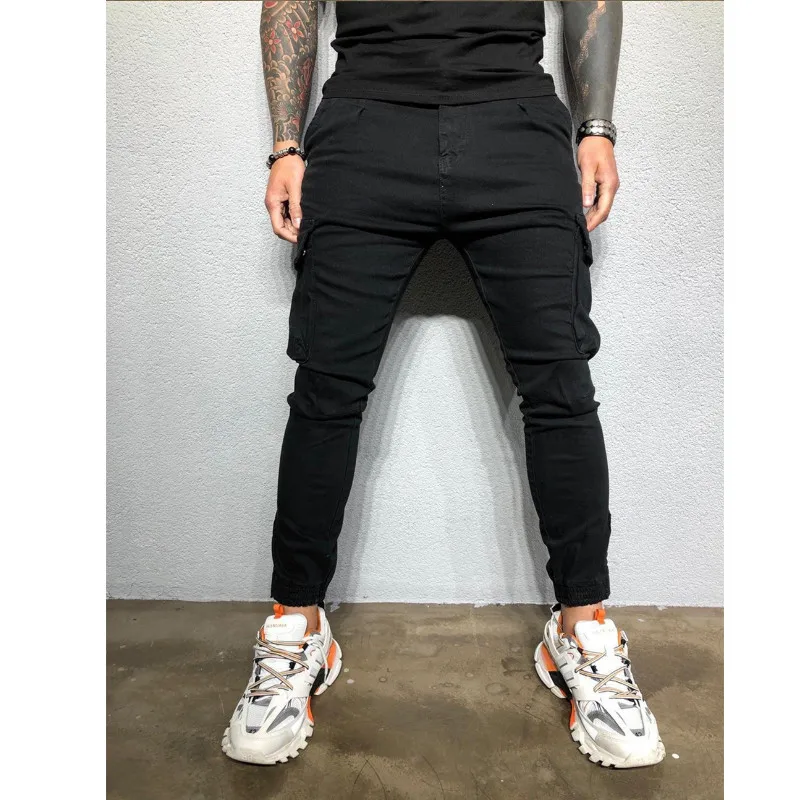 Мужские облегающие спортивные брюки повседневные с карманами для бега