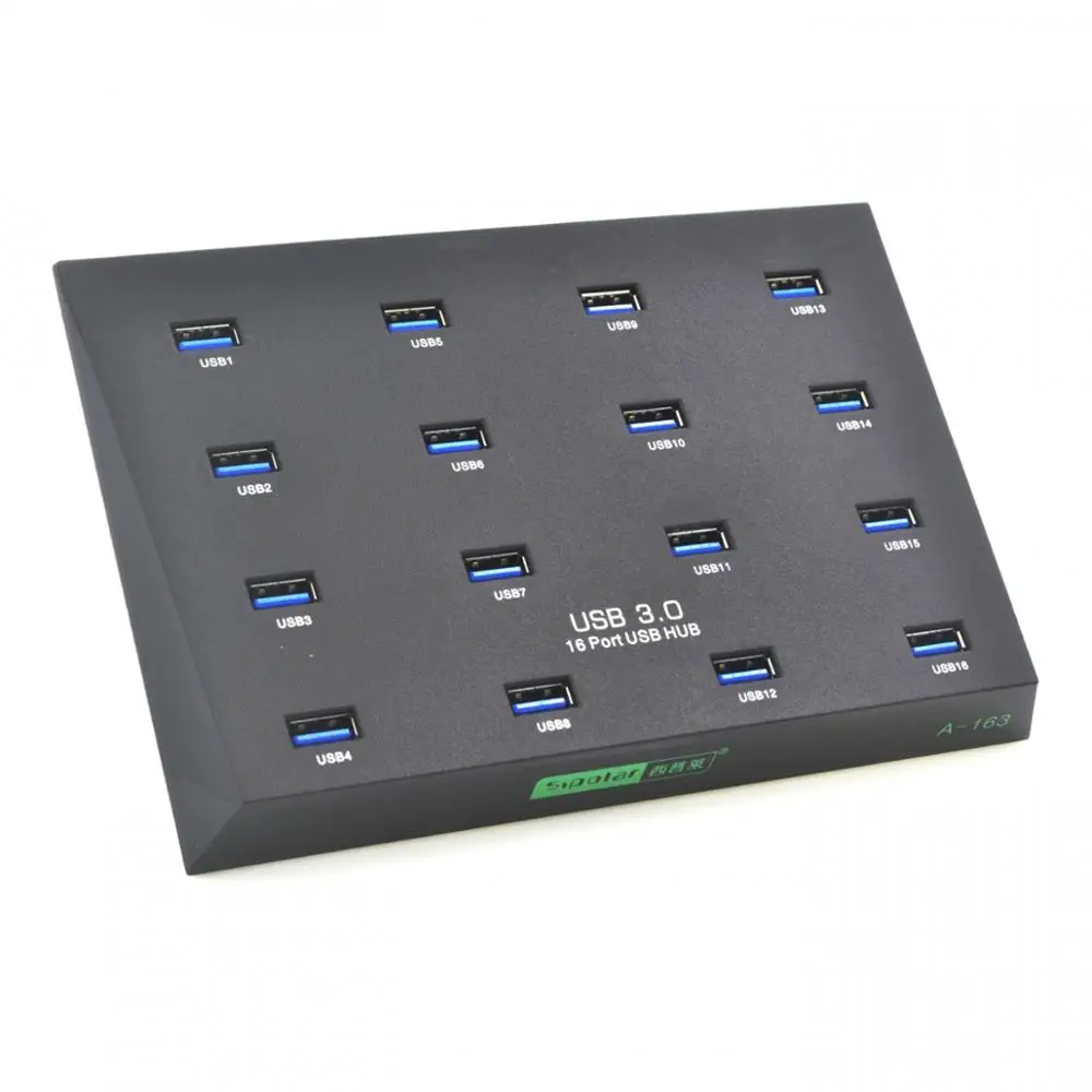 Sipolar A-163 16 Ports Industrial USB 3.0 Duplicator Hub for Batch Copy Files from PC Computer to SD TF Card U Flash Disk