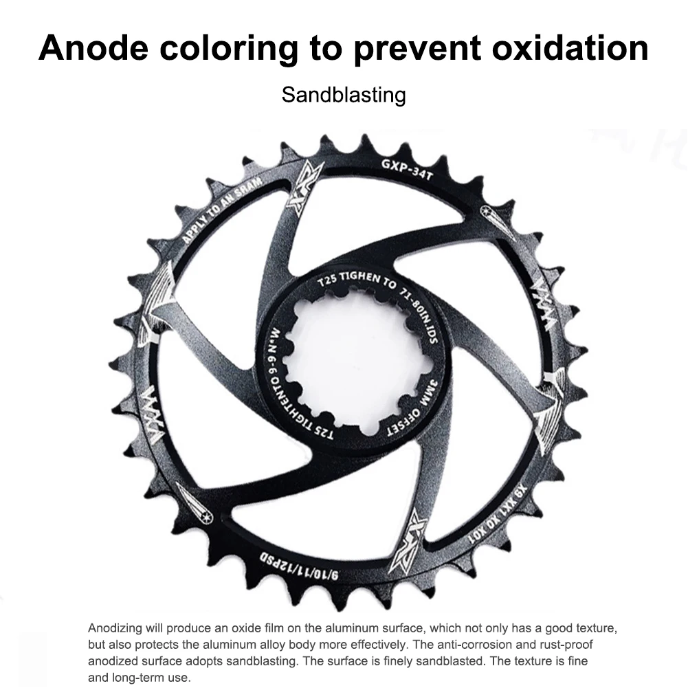

Bike Chainring 34T 36T 38T 40T bicycle Crankset fixed gear Crank Wide Chainring for Sram Gx xx1 X1 x9 GXP pedivela Offset 3MM