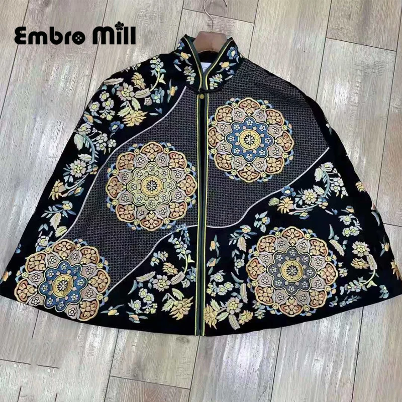

Spring New High-End Luxury Acetate Fiber Fairy blessing Embroidered Chinese Style Loose Lady Cloak Jacket One Size