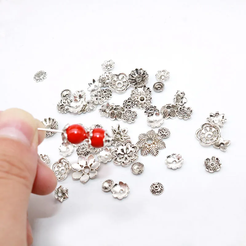 Металлические бусины в винтажном стиле большие шапочка с цветком бусинами для