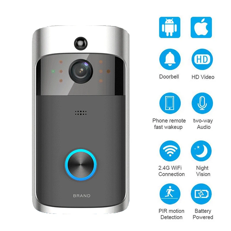 

New Ring Video Doorbell Wireless Intercom Ring Video Doorbell Smart WiFi Video Electronic Doorman with Camera Bell 720p HD