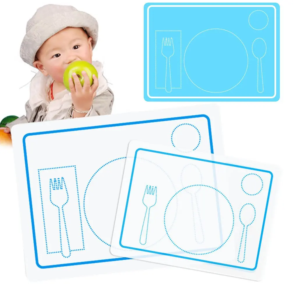 

30cm Blue Pink Silicone Placemat for Kids Montessori Early Educational Materials Table Manners Preschool Child Education