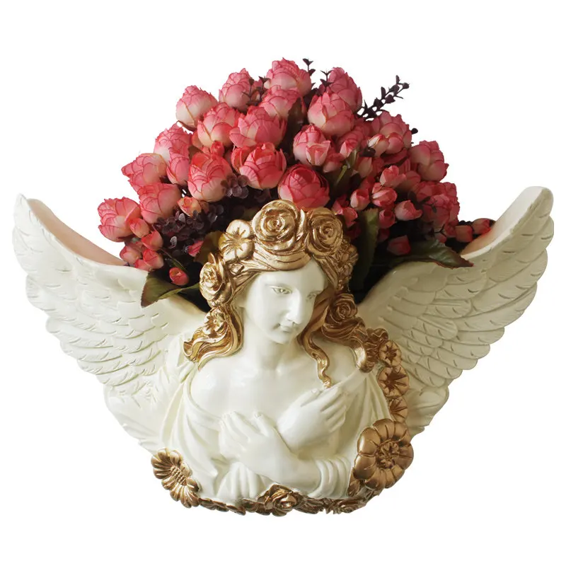Европейские полимерные Ангел стенная ваза настенные Висячие ремесла украшения