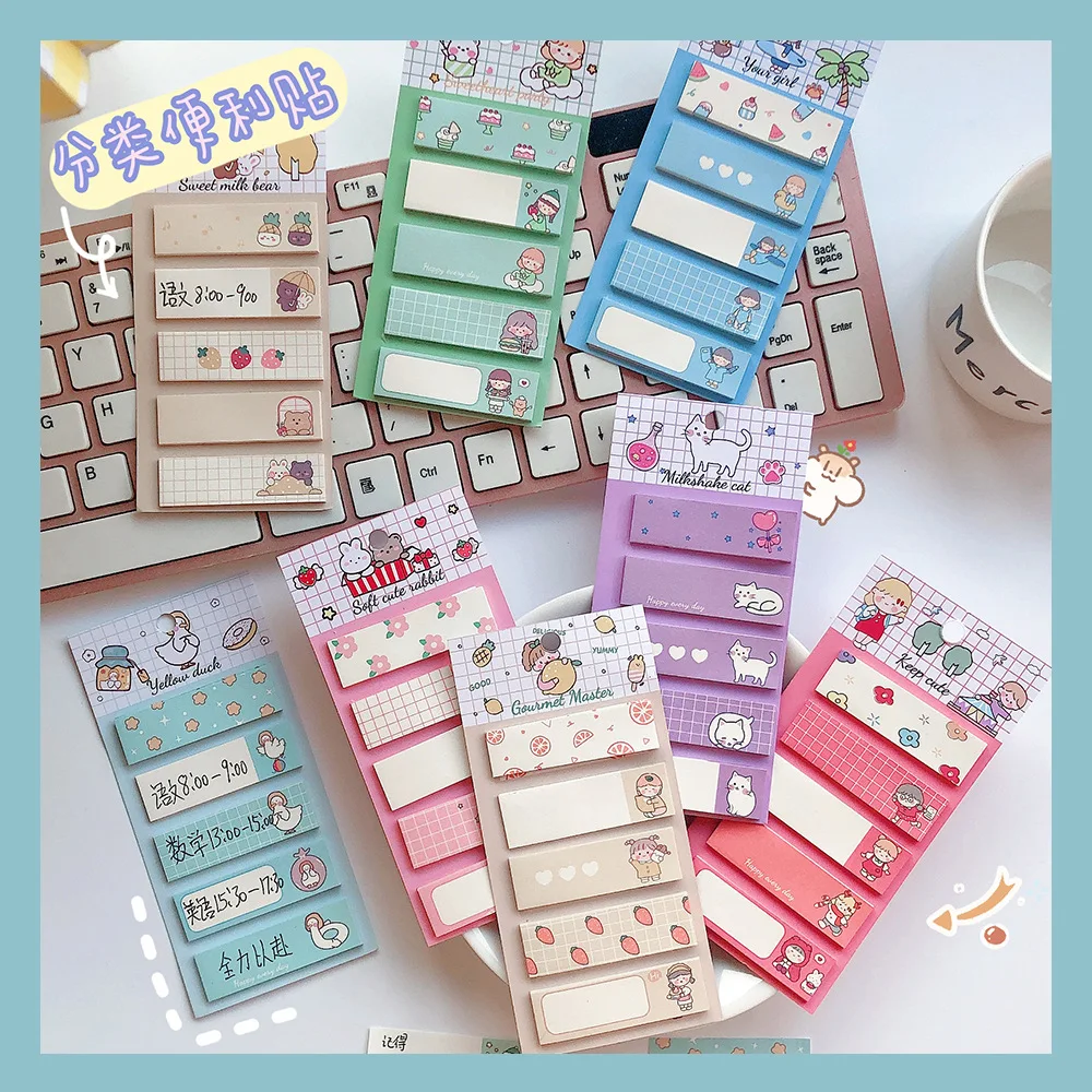Korean Creativity Sticky Notes Cartoon Girly Heart Memo Pads Student Message Notebook Tearable Kawaii Stationery Japanese School |