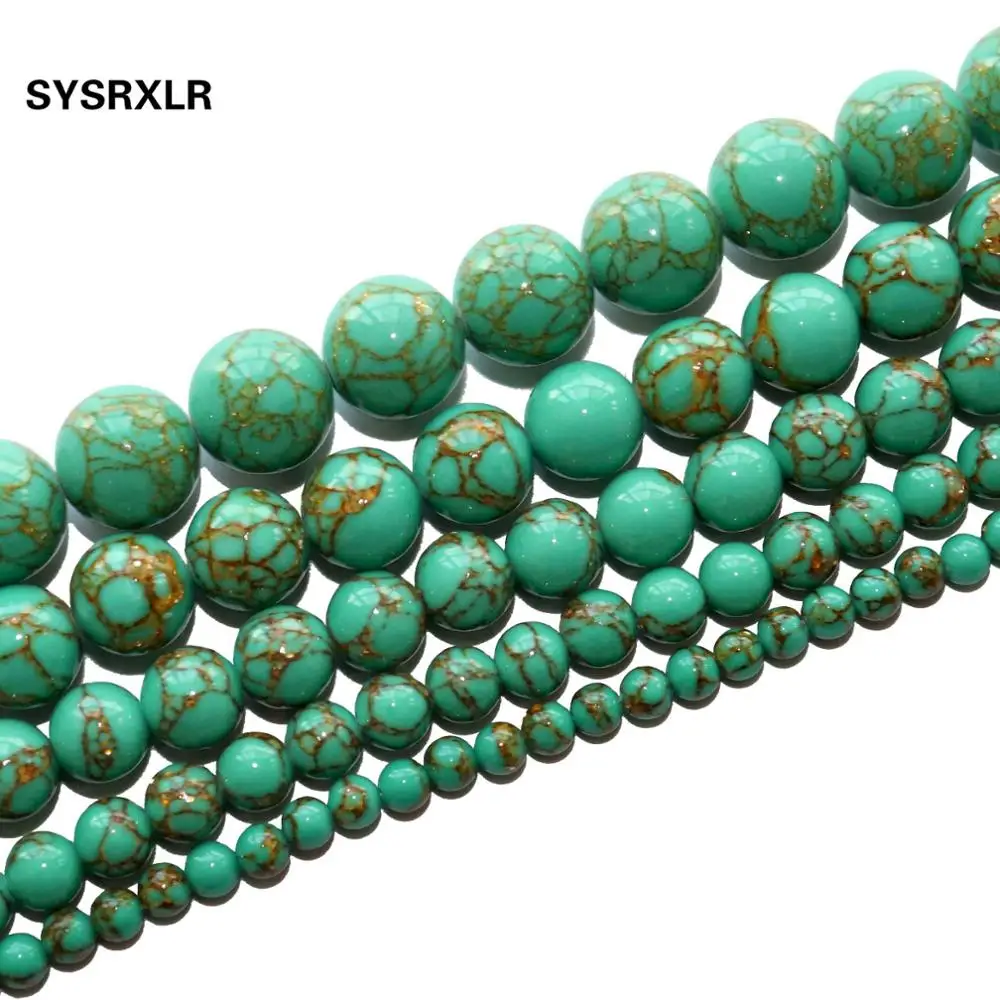 Бесплатная доставка круглые широкие бусины из зеленого золота с прядкой Howlite для