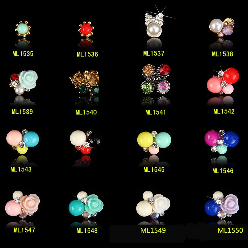 

10pcs Nail rhinestone pinkycolor Resin flower Alloy nail accessories Imbue Diamond pearl nail jewelry crystal nail art