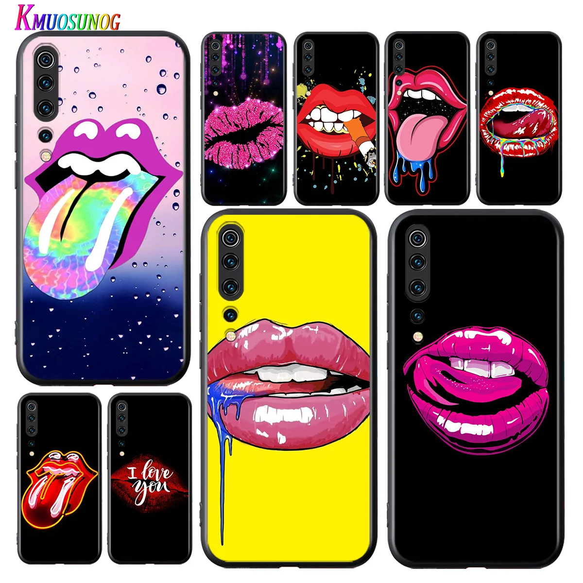 

Pink Girl Sexy Lips For Xiaomi Mi 11 11i 10T Note 10 9T 9 SE 8 Lite Pro Ultra 5G Black Phone Case