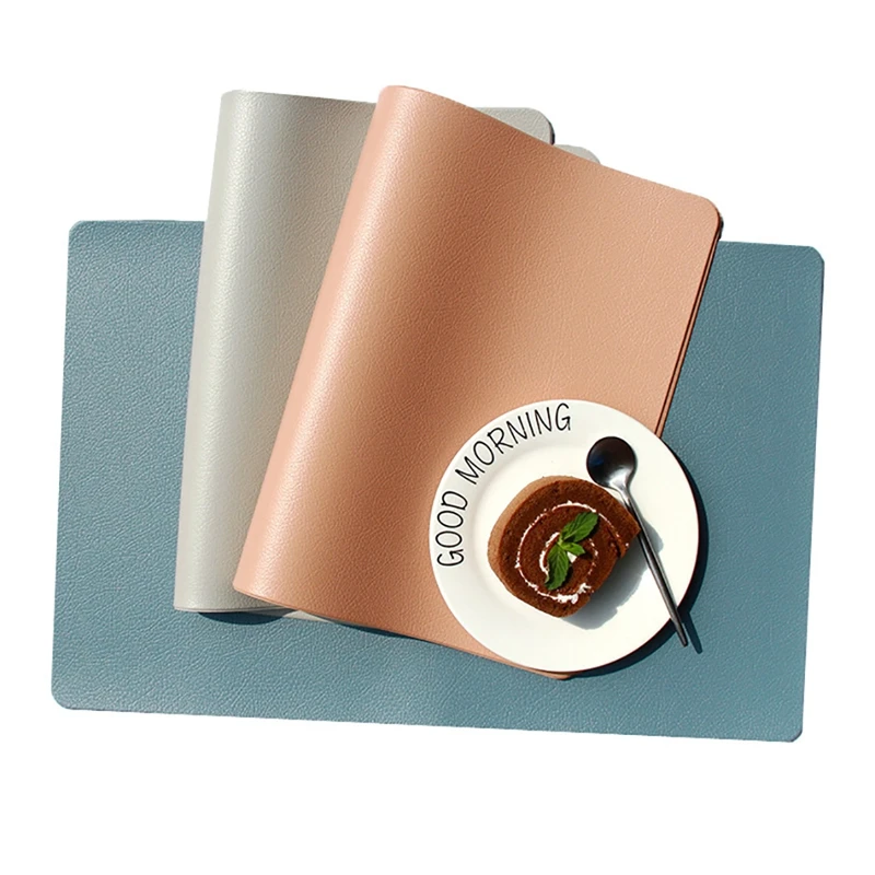 

Dining Table Placemat Washable Faux Leather Desk Pad Countertop Protector Mat Non-Slip Simple Placemats Disc Coaster