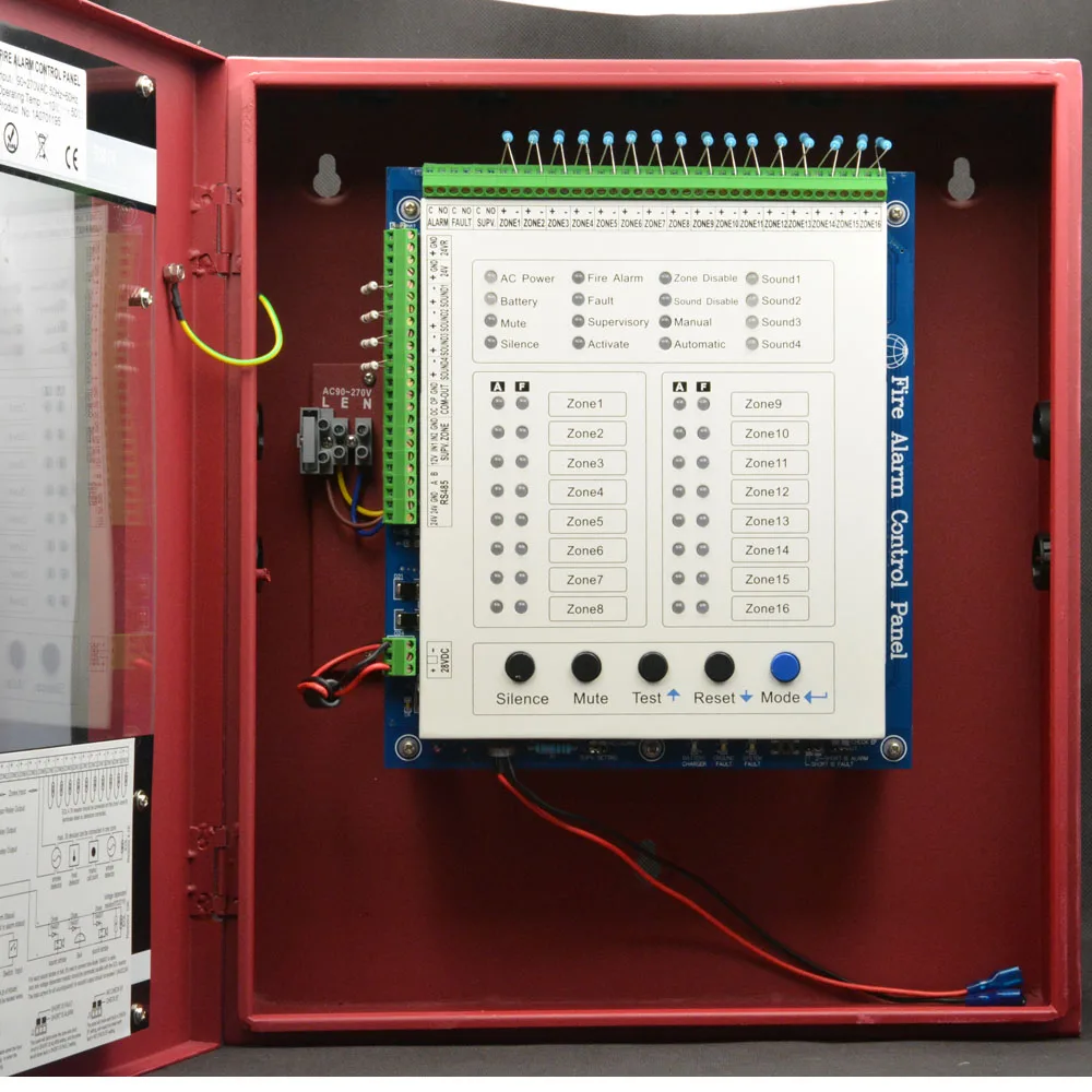 16 проводных зон обычная плата управления пожарной сигнализацией поддержка