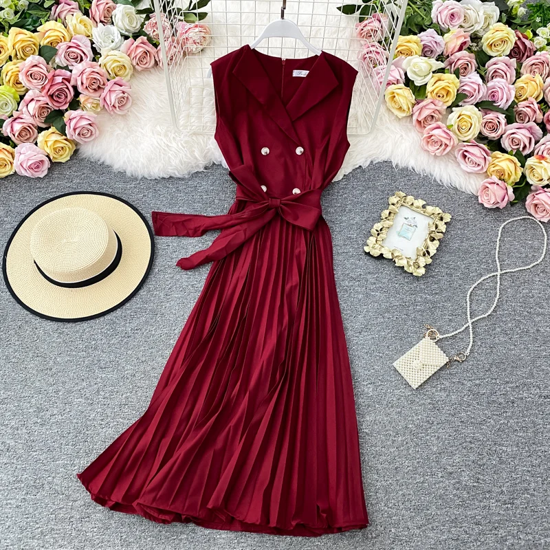 Элегантный деловой костюм воротник пряжка шнуровка талия тонкий миди