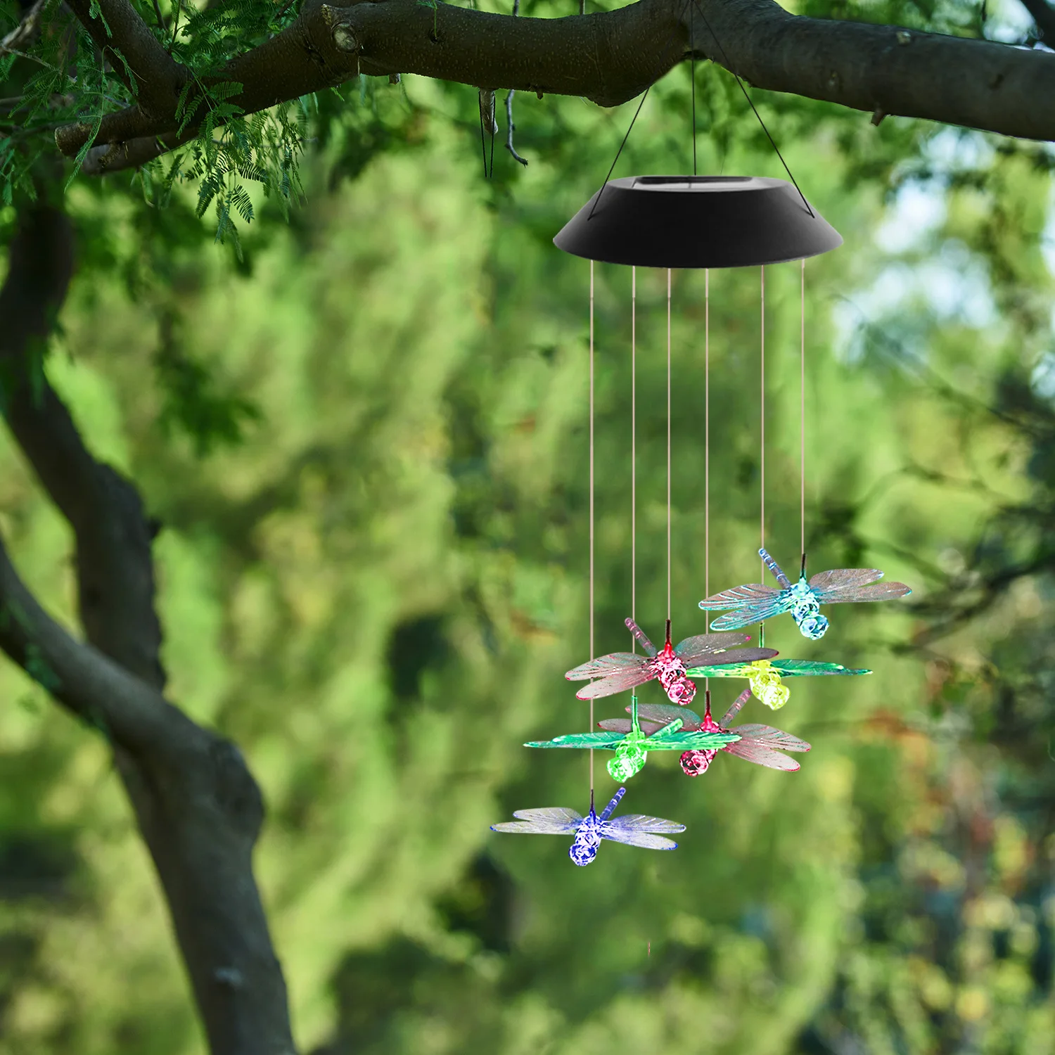 

Solar Crystal LED Wind chimes Auto On Off Color changing Outdoor Night Lamp 71.5cm courtyard Hanging Lighting Decors Night Lamp