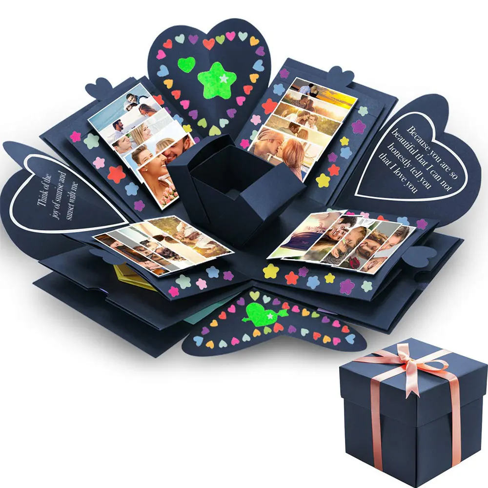 Креативный DIY Фотоальбом Взрывная коробка сюрприз скрапбук подарок для любви Юбилей Валентина день рождения коробка для свадебного альбома