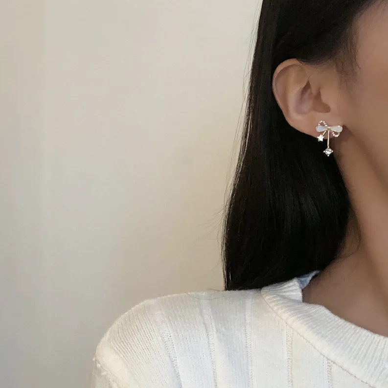 

Personality and creative design sense of zircon bow earrings, 2021 new fashion women's earrings party gifts jewelry wholesale
